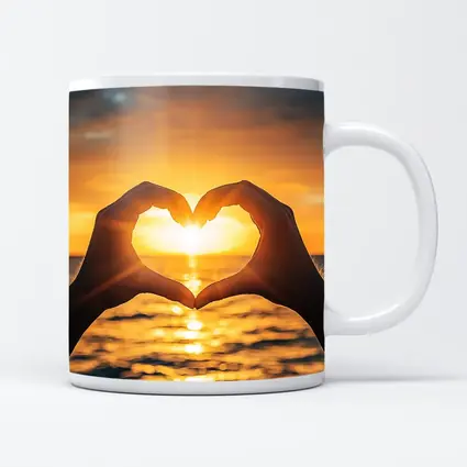 Heart Hands Silhouette Ocean Sunset Love