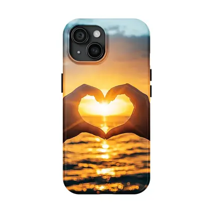 Heart Hands Silhouette Ocean Sunset Love