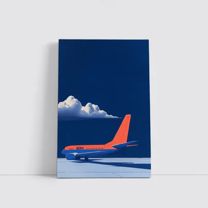 Iberia Airplane Blue Sky Minimalist Art