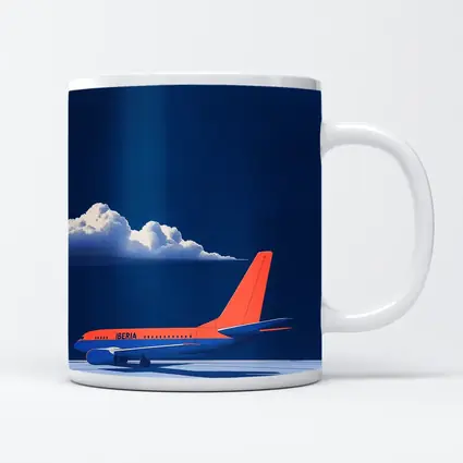 Iberia Airplane Blue Sky Minimalist Art
