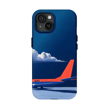 Iberia Airplane Blue Sky Minimalist Art
