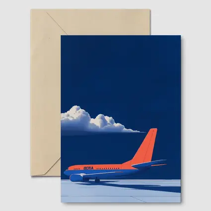 Iberia Airplane Blue Sky Minimalist Art