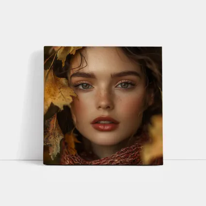 Young Woman Portrait Autumn Leaves Background