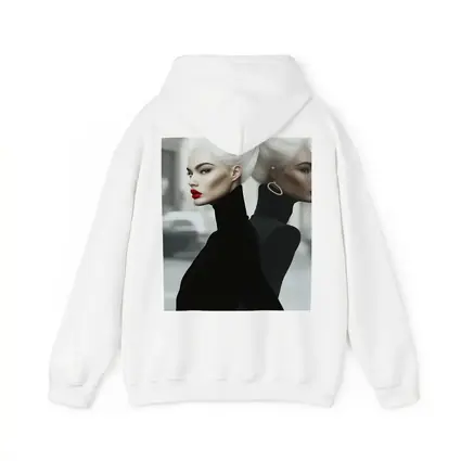 Fashion Woman White Hair Black Outfit City