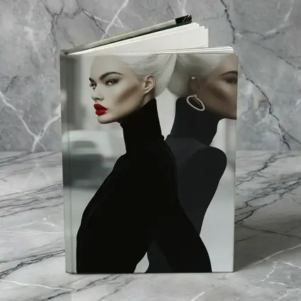 Fashion Woman White Hair Black Outfit City