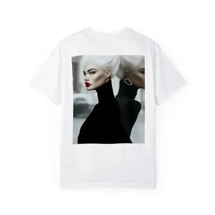 Fashion Woman White Hair Black Outfit City