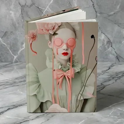 Surreal Woman Pink Roses Mint Fashion Portrait