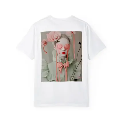 Surreal Woman Pink Roses Mint Fashion Portrait