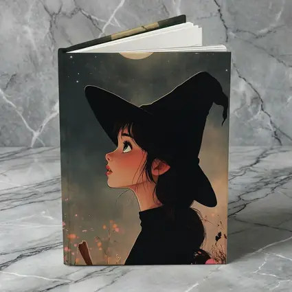 Anime Witch Girl Moonlit Night Sky