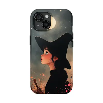 Anime Witch Girl Moonlit Night Sky