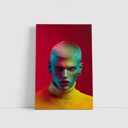 Neon Portrait Bold Fashion Red Background