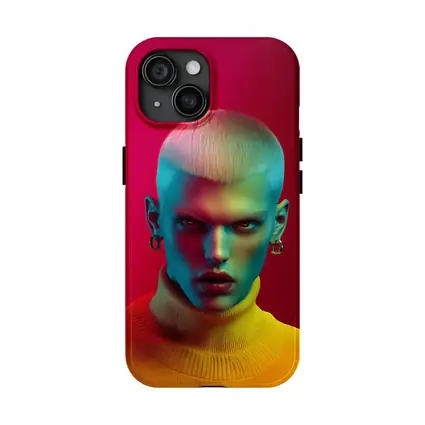 Neon Portrait Bold Fashion Red Background