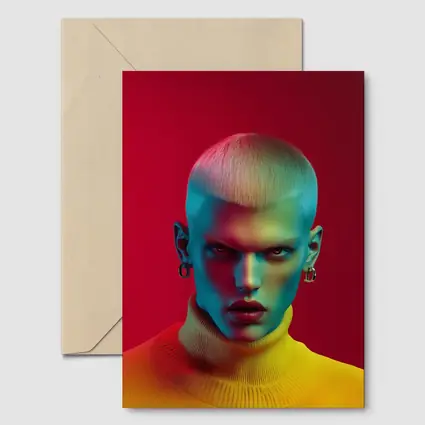Neon Portrait Bold Fashion Red Background