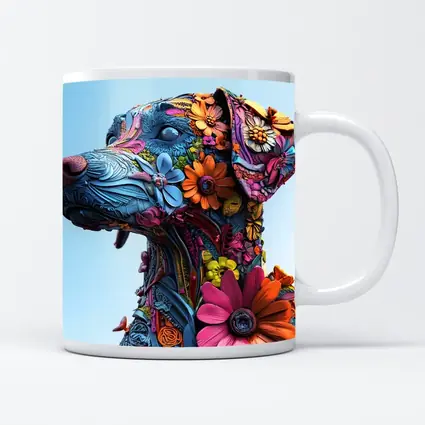 Floral Dog Sculpture Blue Sky Background