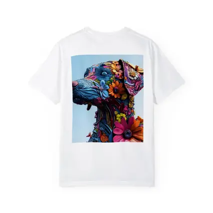 Floral Dog Sculpture Blue Sky Background