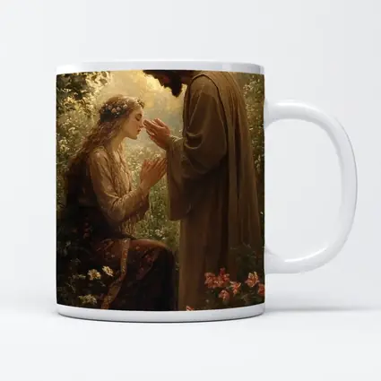 Jesus Blessing Woman in Garden Painting
