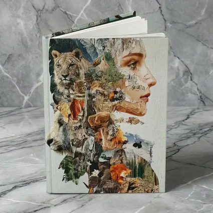 Woman Face Nature Wildlife Collage Art