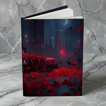 Red Rose Petals Falling Dark Gothic Night
