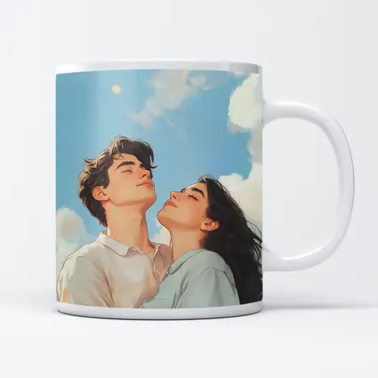 Couple Looking Up Blue Sky Art