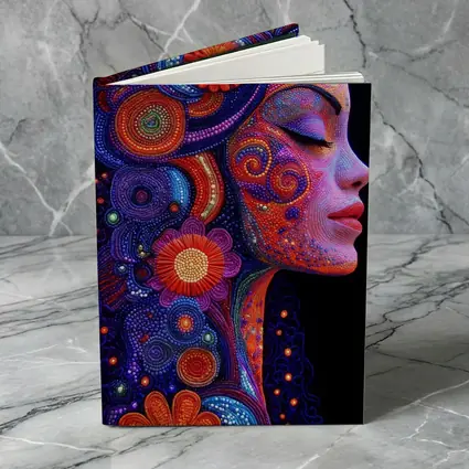 Colorful Dotwork Woman Profile Floral Art