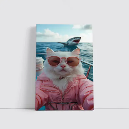 White Cat Pink Jacket Sunglasses Ocean Shark
