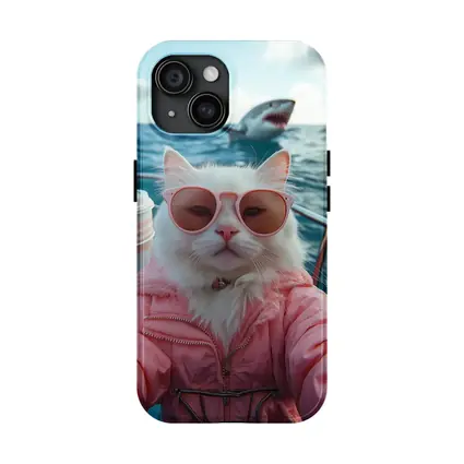 White Cat Pink Jacket Sunglasses Ocean Shark