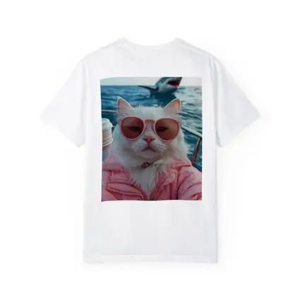 White Cat Pink Jacket Sunglasses Ocean Shark