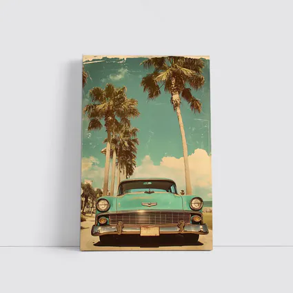 Retro Chevrolet Classic Car Palm Trees