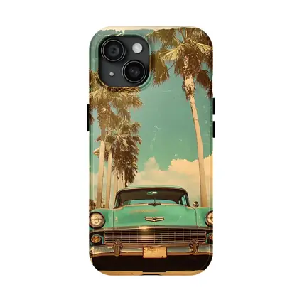 Retro Chevrolet Classic Car Palm Trees