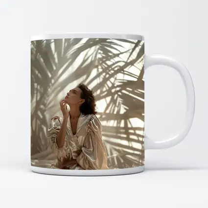 Woman in Silk Robe Palm Shadow Light