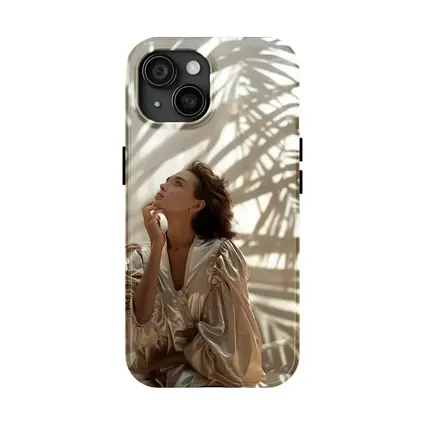 Woman in Silk Robe Palm Shadow Light
