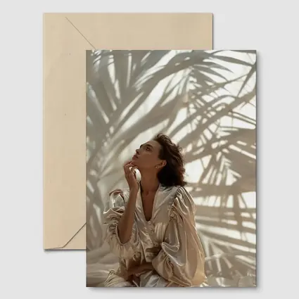 Woman in Silk Robe Palm Shadow Light