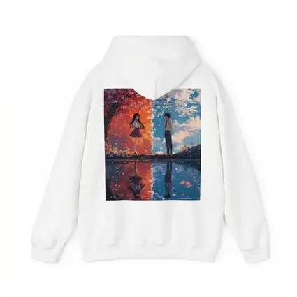 Anime Couple Reflecting Cherry Blossom Split Scene