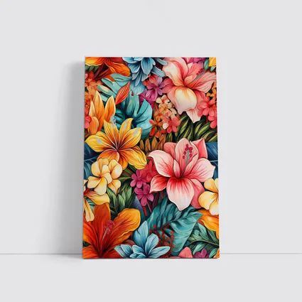 Tropical Hibiscus Floral Pattern Colorful Art