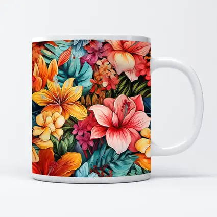 Tropical Hibiscus Floral Pattern Colorful Art