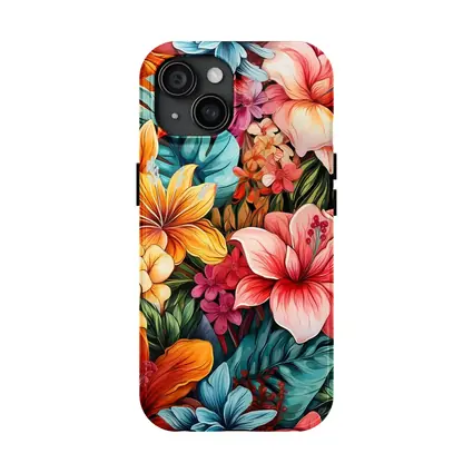 Tropical Hibiscus Floral Pattern Colorful Art