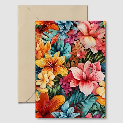 Tropical Hibiscus Floral Pattern Colorful Art