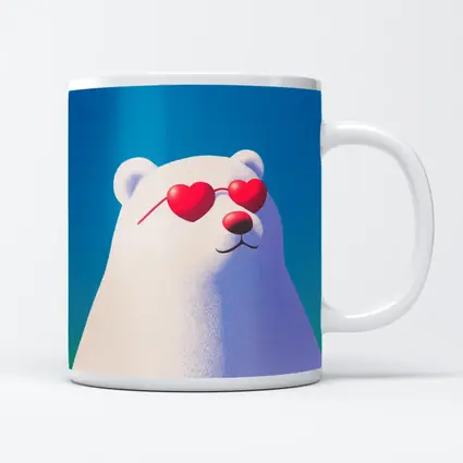 Polar Bear Heart Sunglasses Blue Sky