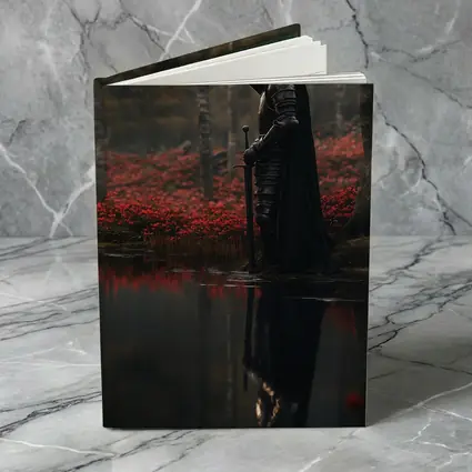 Dark Knight Reflecting By Red Forest