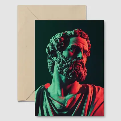 Greek Stoic Statue Neon Red Green Light