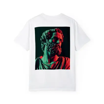 Greek Stoic Statue Neon Red Green Light