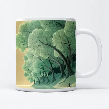Illustrated Trees By Calm Reflective River