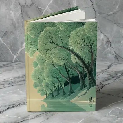 Illustrated Trees By Calm Reflective River