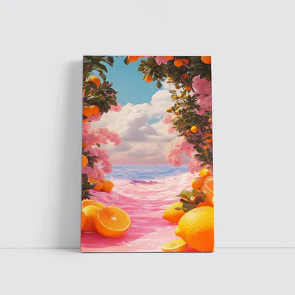 Tropical Oranges Pink Ocean Surreal Summer Scene