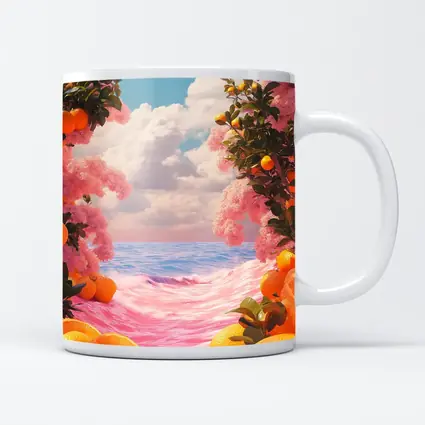 Tropical Oranges Pink Ocean Surreal Summer Scene