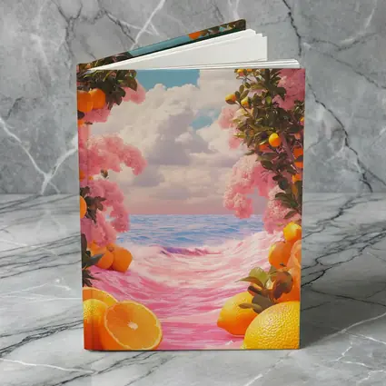 Tropical Oranges Pink Ocean Surreal Summer Scene