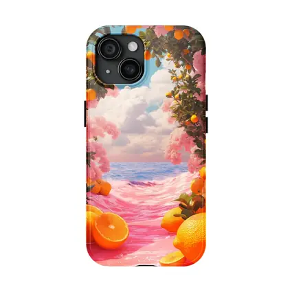 Tropical Oranges Pink Ocean Surreal Summer Scene