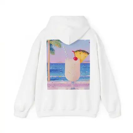 Tropical Pina Colada Cocktail Beach Pastel Art