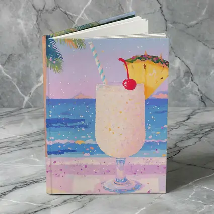Tropical Pina Colada Cocktail Beach Pastel Art