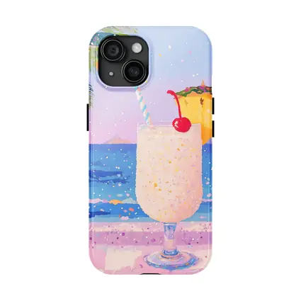 Tropical Pina Colada Cocktail Beach Pastel Art